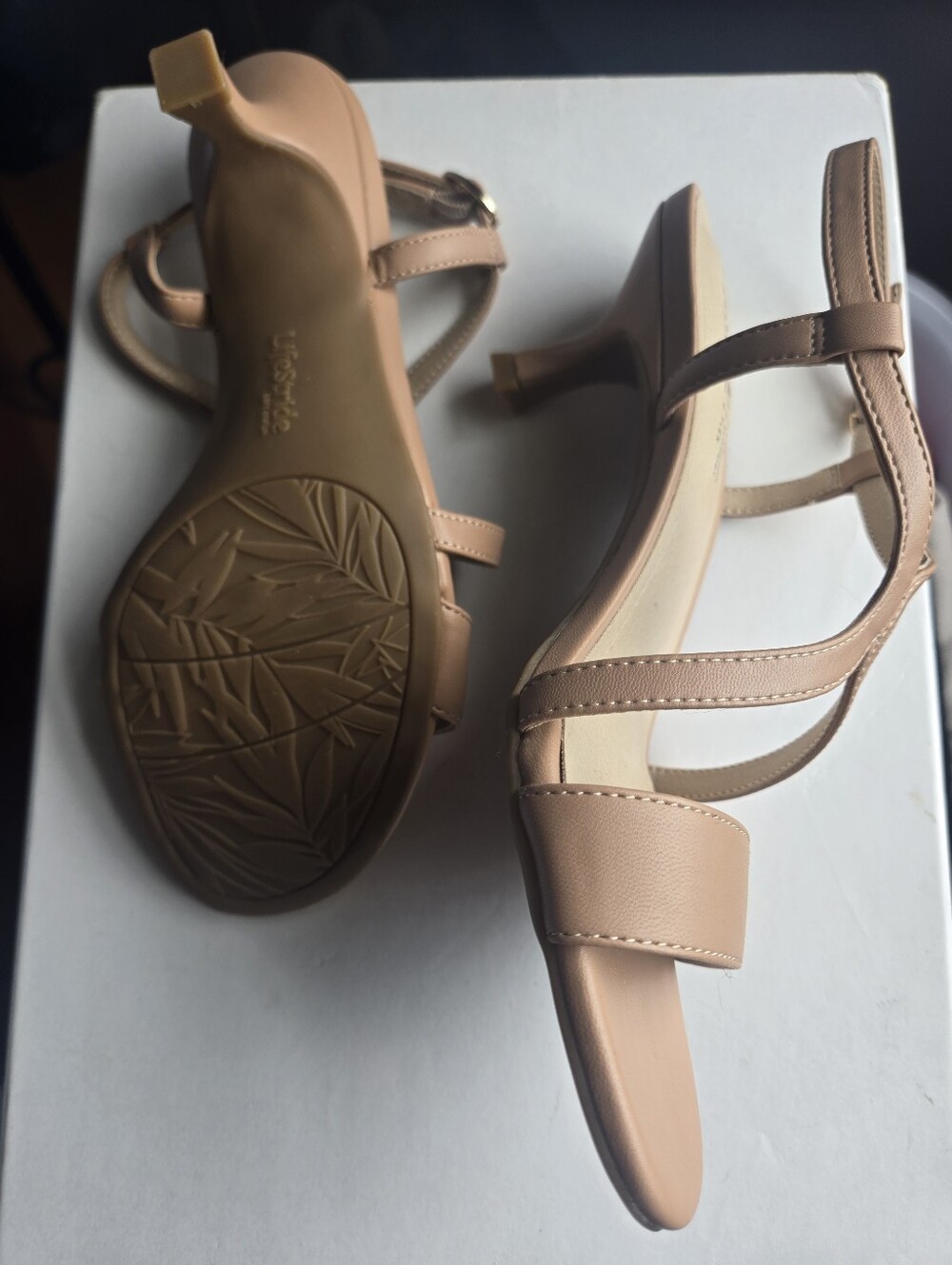 Life Stride Nude Strappy Slingback Heels - Picture 4 of 6